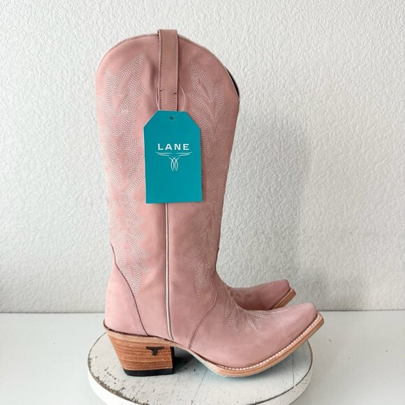 Lane Gallatin Womens Cowboy Boots 10 Pink Cowgirl Western Mid Calf Pointed Toe - Picture 2 of 11